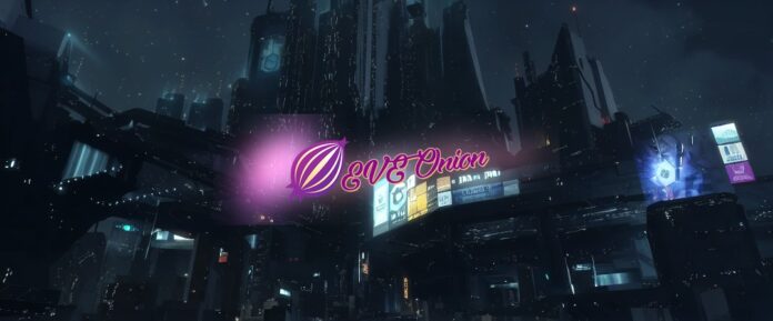 EVE Onion default - Jita megacity with glowing billboard logo