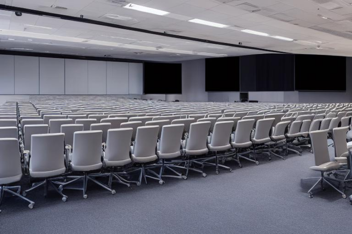 Half-empty corporate conference room at EVE Online Fanfest event